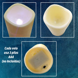 CHIC-FANTASY Velas LED parpadeantes, con control remoto, color marfil, mecha de LED velas luces de colores cálidos y fríos decoración del hogar, Juego de 3 piezas