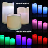 CHIC-FANTASY Velas LED parpadeantes, con control remoto, color marfil, mecha de LED velas luces de colores cálidos y fríos decoración del hogar, Juego de 3 piezas