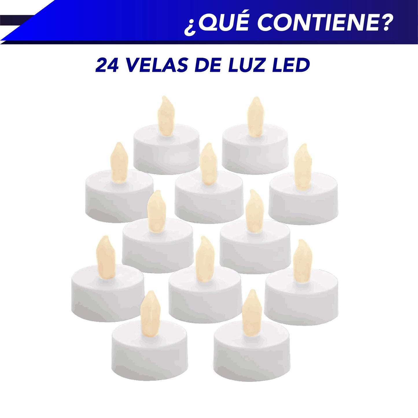 Velas Te de LED sin flama, funciona con pilas parpadeantes decorativas 24 piezas (Calidas)