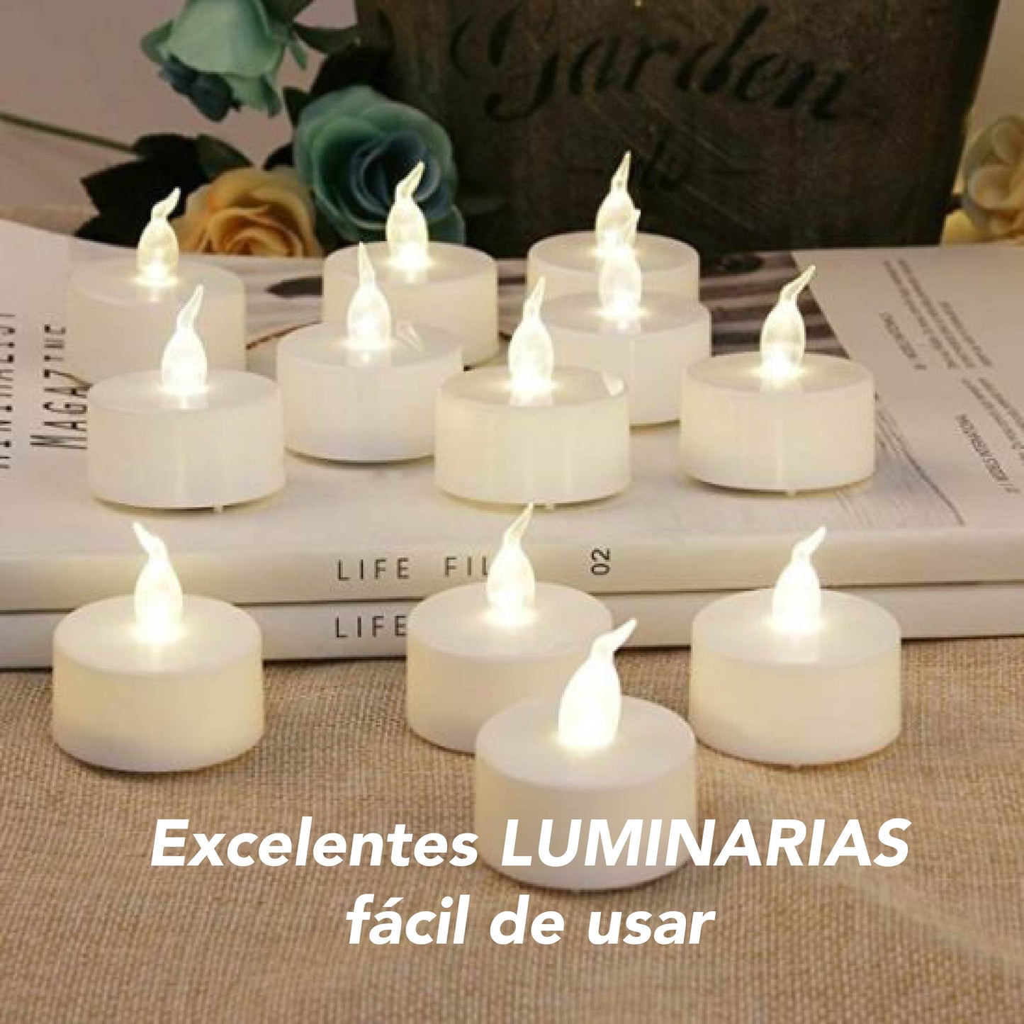 Velas Te de LED sin flama, funciona con pilas parpadeantes decorativas 24 piezas (Calidas)