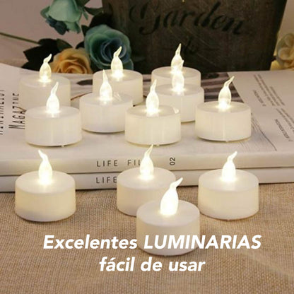 Velas Te de LED sin flama, funciona con pilas parpadeantes decorativas 24 piezas (Calidas)