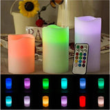 CHIC-FANTASY Velas LED parpadeantes, con control remoto, color marfil, mecha de LED velas luces de colores cálidos y fríos decoración del hogar, Juego de 3 piezas