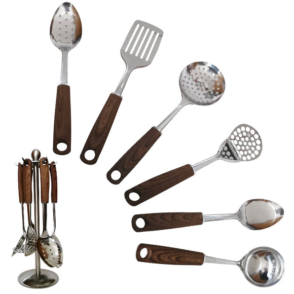 Utencilios De Cocina De Acero Inoxidable Con Base 7 Pcs