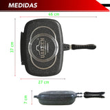 SARTEN DOBLE CON CUBIERTA DE GRANITO GRIS