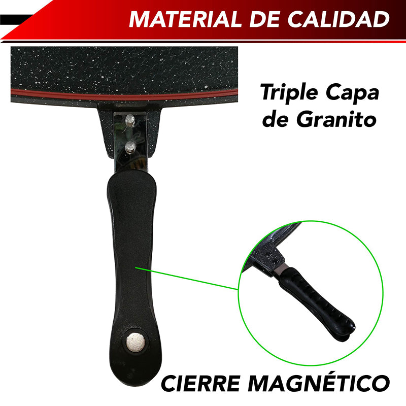 Sarten doble con cubierta de granito (gris)