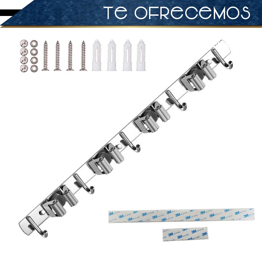 Organizador De Escobas Acero Inoxidable Soporte Multiusos