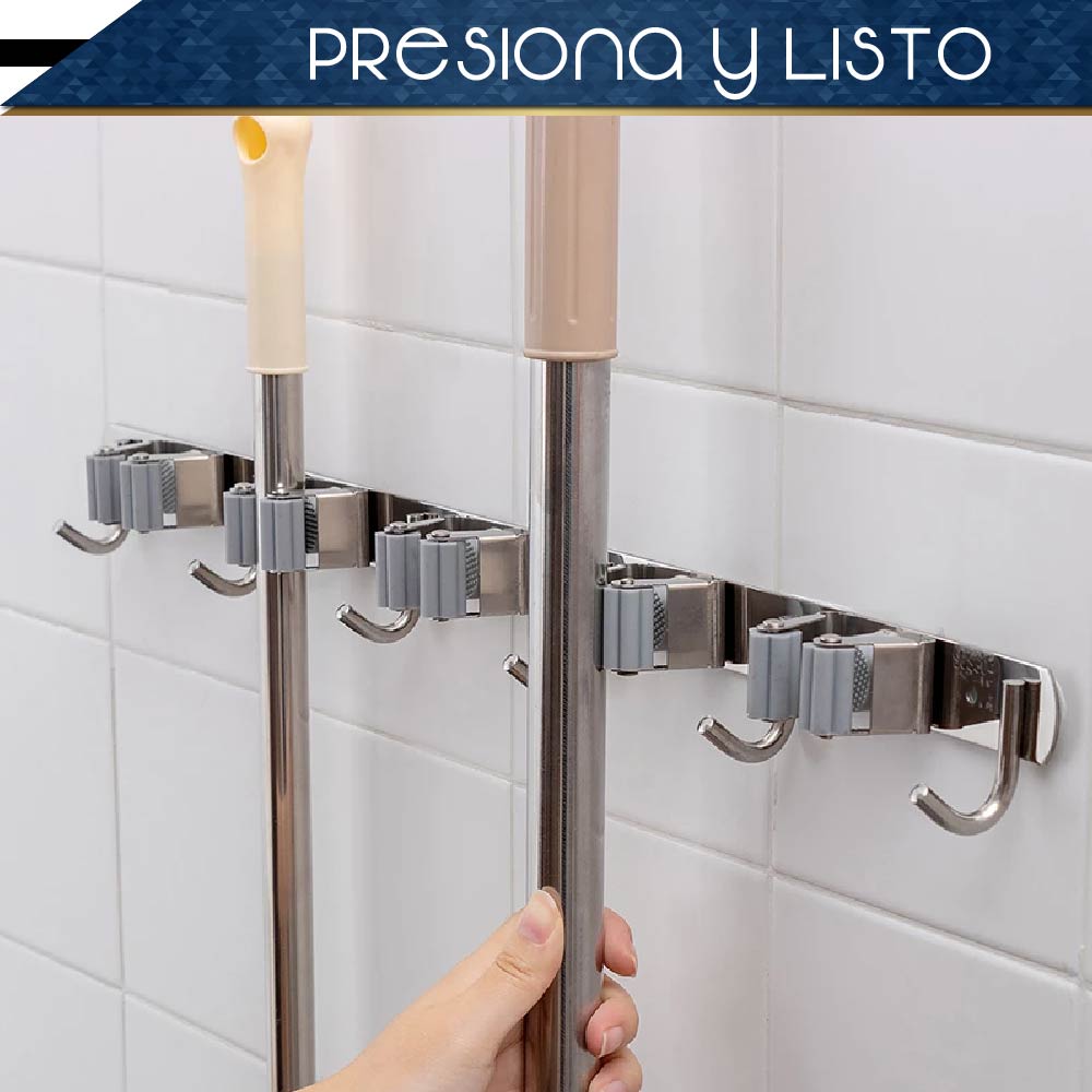 Organizador De Escobas Acero Inoxidable Soporte Multiusos