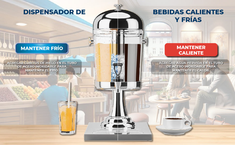 Dispensador de Bebidas Térmico | 8 Litros | Frío y Caliente
