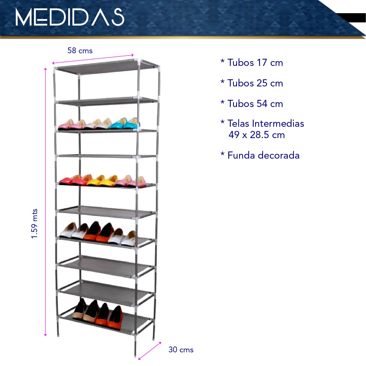Zapatera multifuncional de 9 niveles (Londres)
