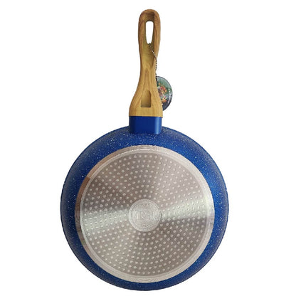 Set de 3 Sartenes Antiadherentes con Cubierta de Granito y Mango tipo Madera (Azul)