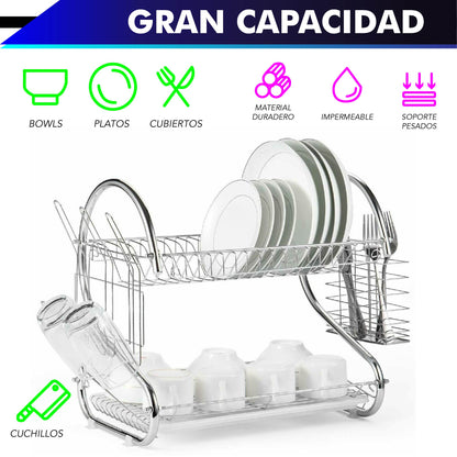 Escurridor 2 niveles para trastes de acero cromado (45 cm/18 in)