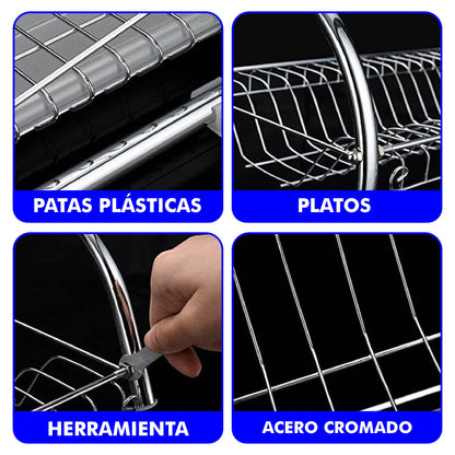 Escurridor 2 niveles para trastes de acero cromado (45 cm/18 in)