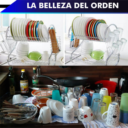 Escurridor 2 niveles para trastes de acero cromado (45 cm/18 in)