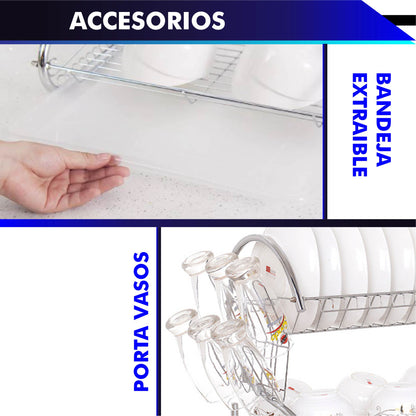Escurridor 2 niveles para trastes de acero cromado (45 cm/18 in)