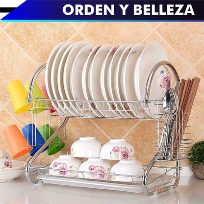 Escurridor 2 niveles para trastes de acero cromado (45 cm/18 in)