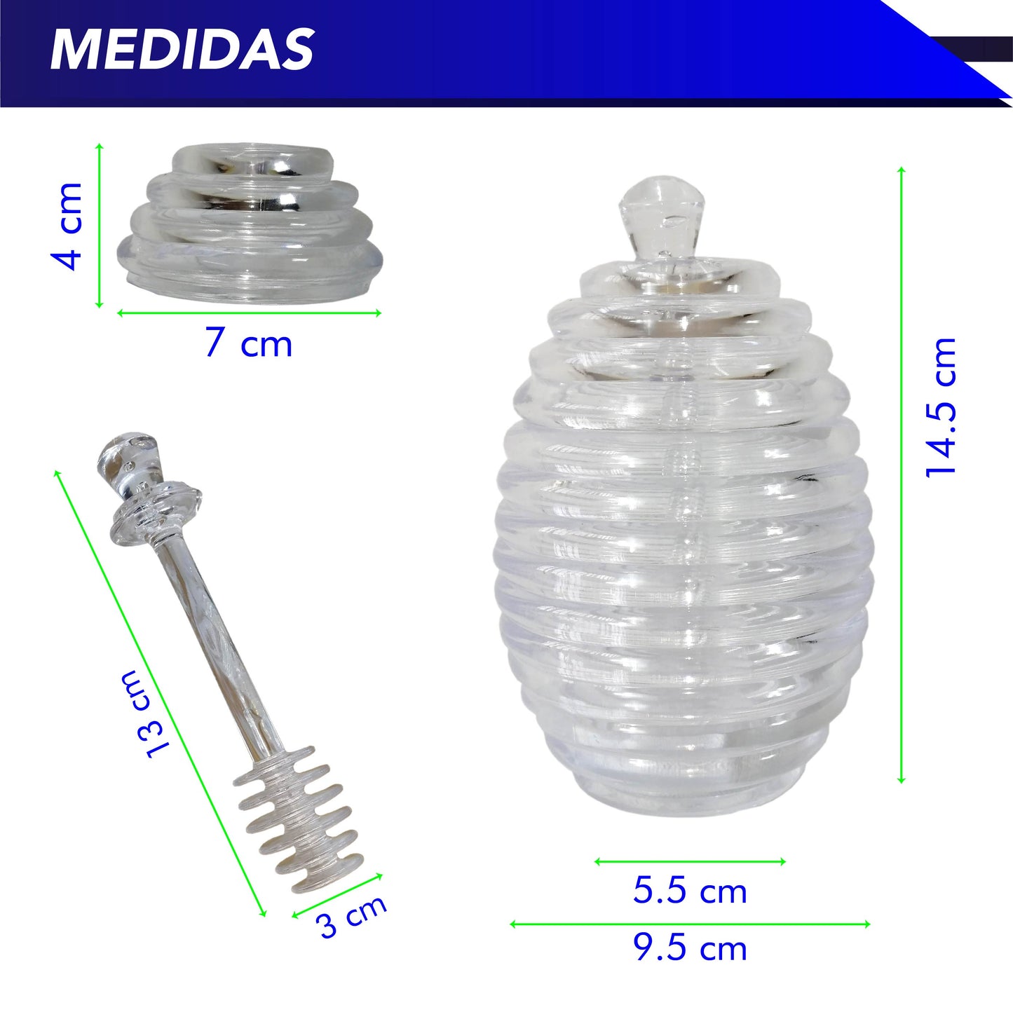 Tarro Mielero Con Forma De Colmena, Y Cuchara