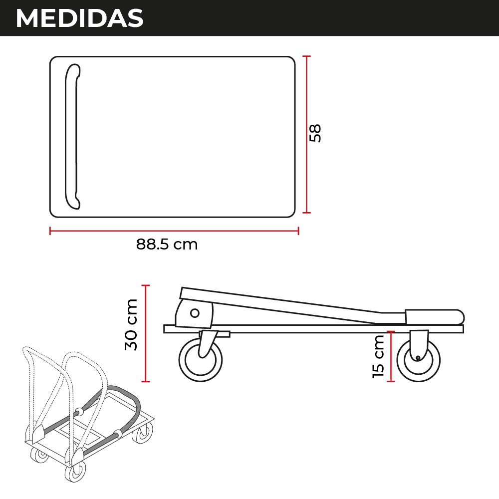 Carro Plataforma de Carga Plegable 400 kg Carro Plataforma de Carga Plegable Carrito de Carga Manual con 2 Ruedas giratorias con Freno y 2 fijas Carro para Uso Rudo