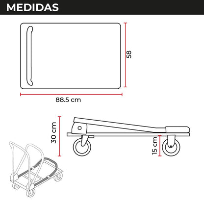 Carro Plataforma de Carga Plegable 400 kg Carro Plataforma de Carga Plegable Carrito de Carga Manual con 2 Ruedas giratorias con Freno y 2 fijas Carro para Uso Rudo