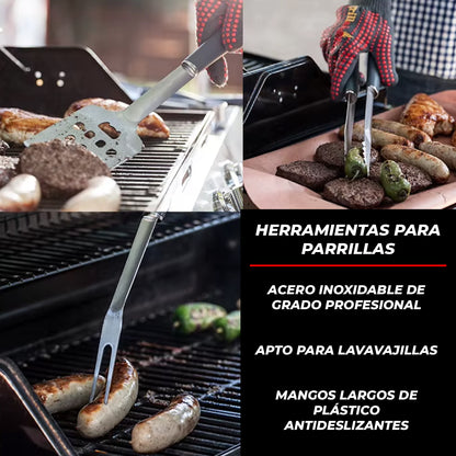 Kit Parrillero 3 Pz Chic-fantasy Set Utensilios Para Asador