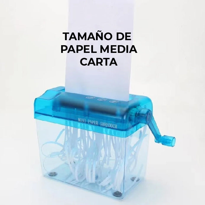 Triturador de papel manual portatil para el hogar, y oficina tamano carta y oficio