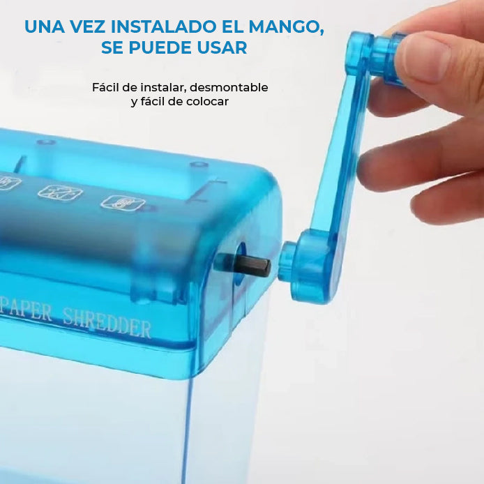 Triturador de papel manual portatil para el hogar, y oficina tamano carta y oficio