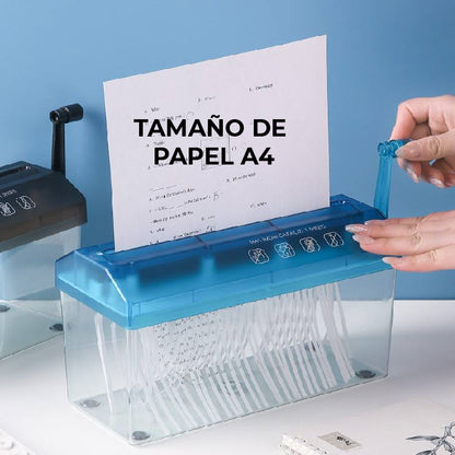 Triturador de papel manual portátil para el hogar, y oficina tamano: carta y oficio