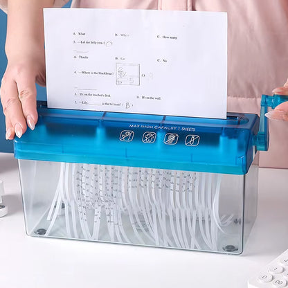 Triturador de papel manual portátil para el hogar, y oficina tamano: carta y oficio