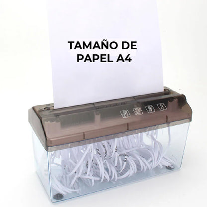 Triturador de papel manual portatil para el hogar, y oficina tamano: carta y oficio