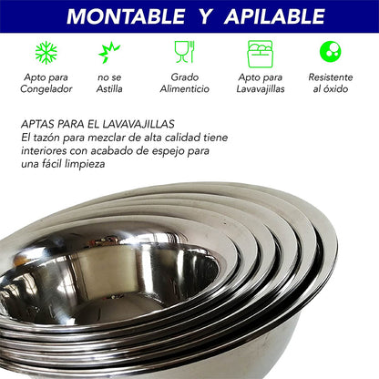 Juego De 6 Coladores De Acero Inoxidable Apilables