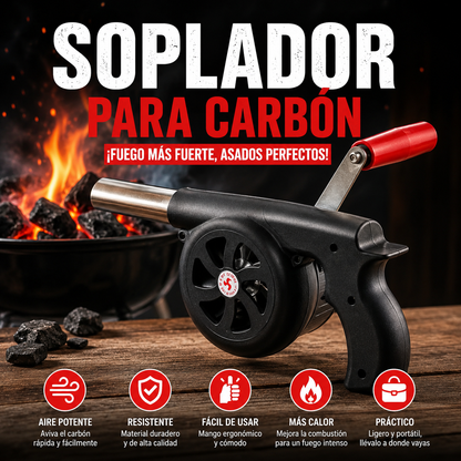 Avivador de Carbón BBQ Manual Tipo Pistola | Soplador Ventilador para Parrilla y Asador | Encendido Rápido, Potente y Portátil