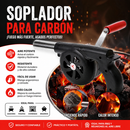 Avivador de Carbón BBQ Manual Tipo Pistola | Soplador Ventilador para Parrilla y Asador | Encendido Rápido, Potente y Portátil