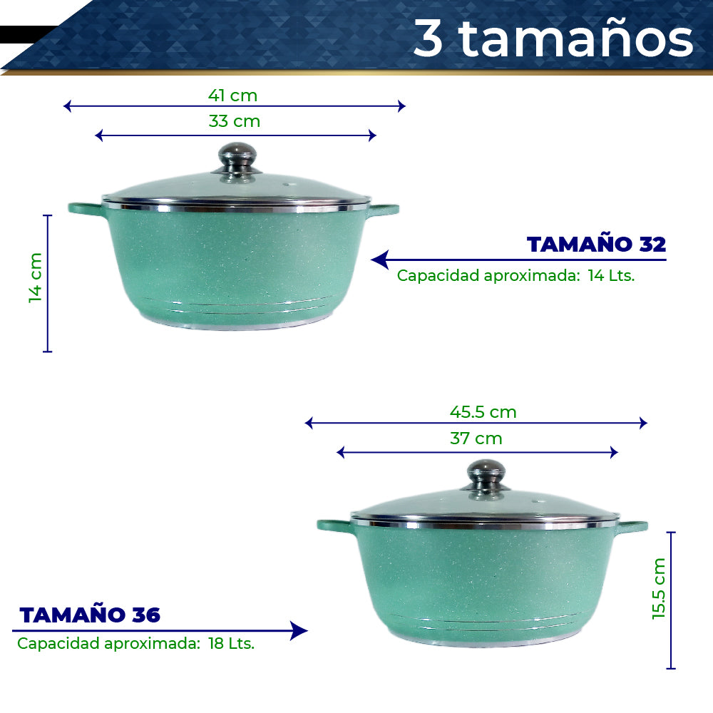 Bateria de Cocina Olla Cacerola Imperial XL 6 pz (Verde)