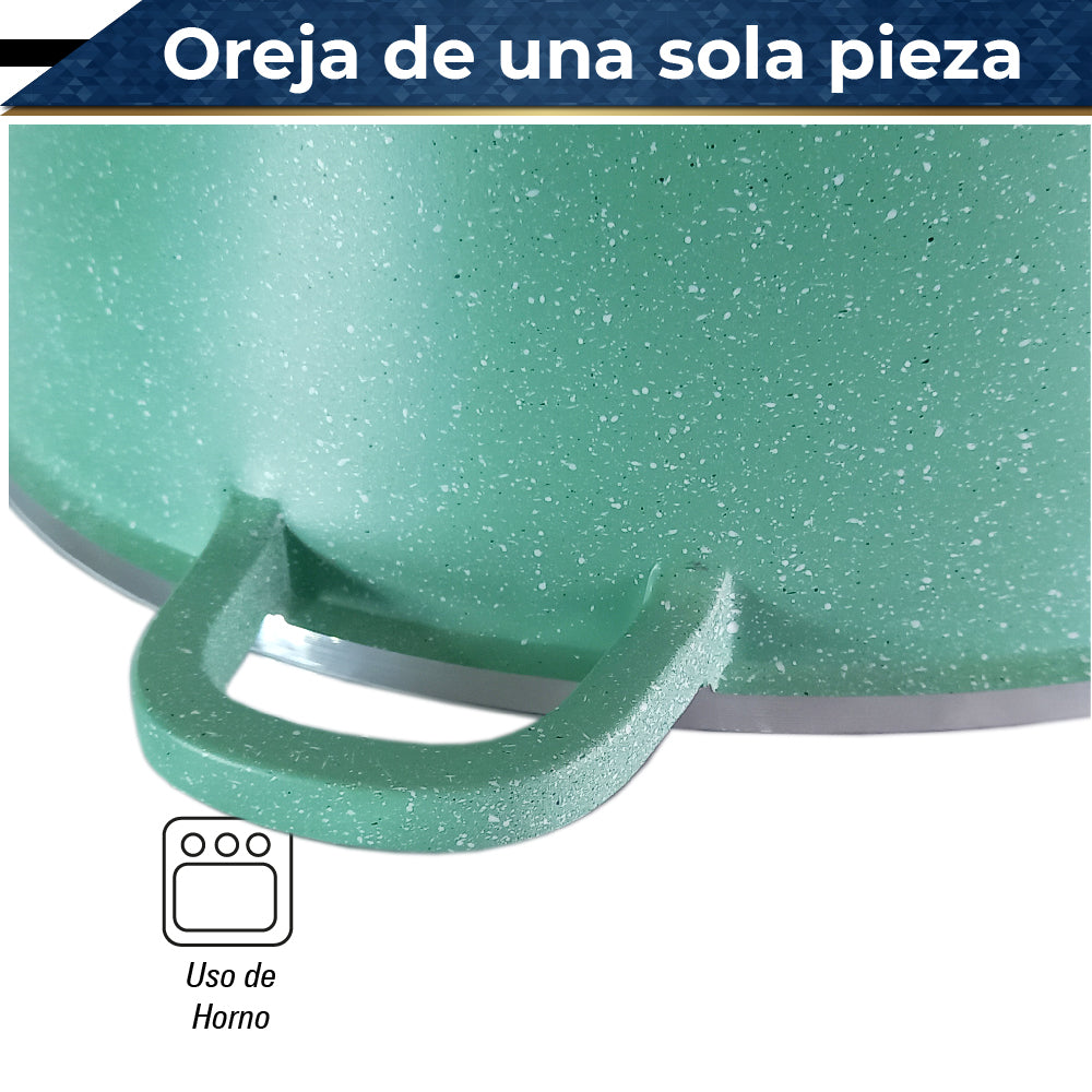 Bateria de 10 pz para cocina de Aluminio con recubrimiento de Granito (verde)