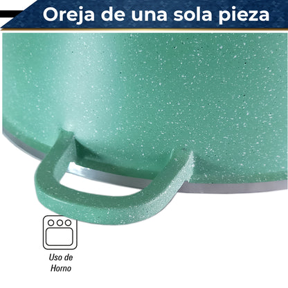 Bateria de 10 pz para cocina de Aluminio con recubrimiento de Granito (verde)
