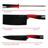 JUEGO DE CUCHILLOS DE CHEF 8 PZ DE CERÁMICA CON BASE