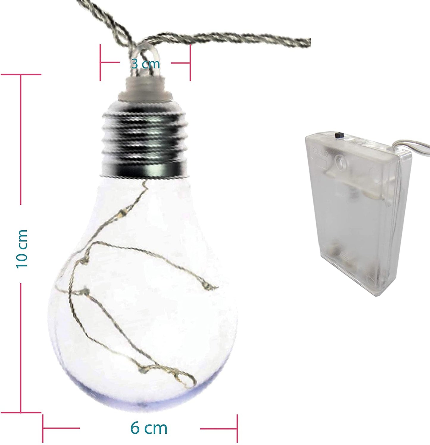 SERIE DE 10 LUCES LED DECORATIVAS DE 10 CM ALTO X 6 CM DIÁMETRO