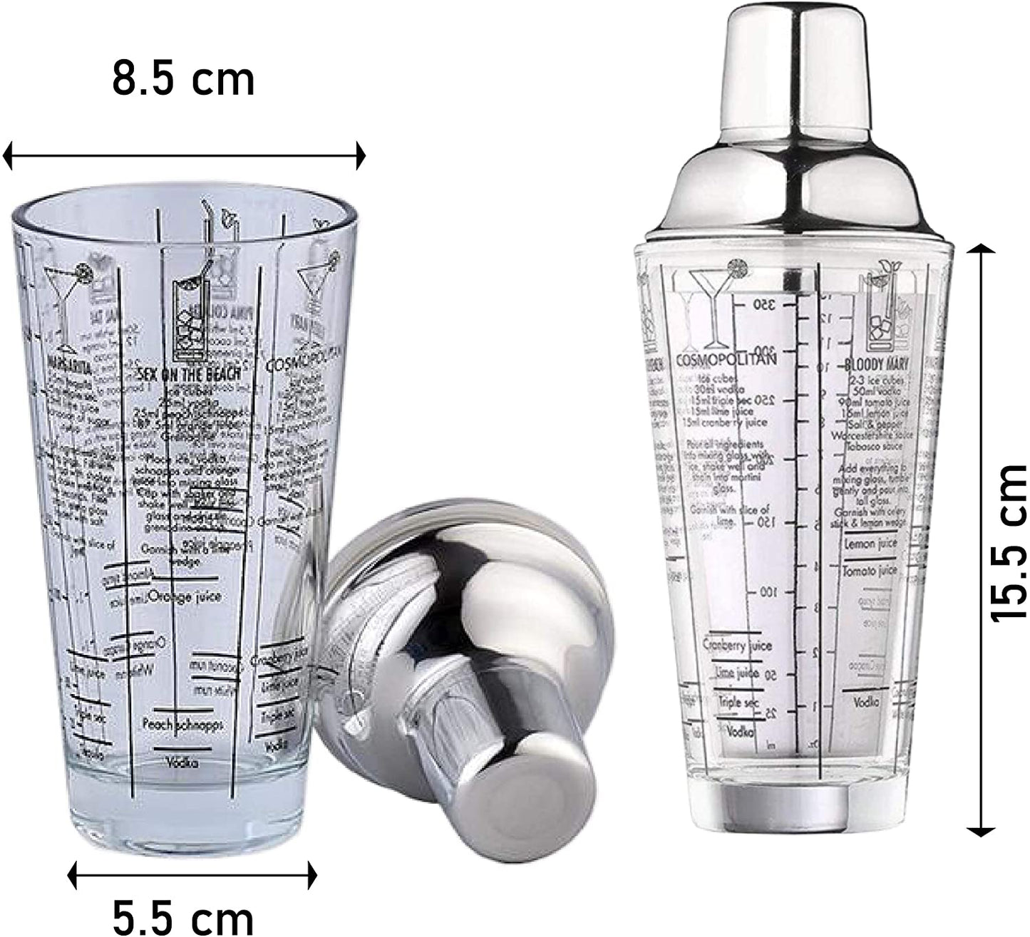 COCTELERA SHAKER CON RECETAS DE 400 ML