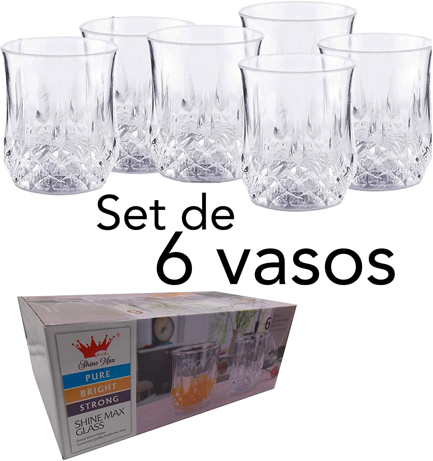 SET DE 6 VASOS OLD FASHIONED PARA WHISKY CRISTAL EXTRA BRILLANTE