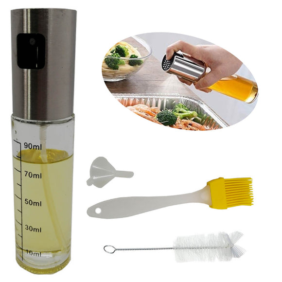 Pulverizador De aceite de cristal 100 ml  Brocha, Embudo y Cepillo limpiador