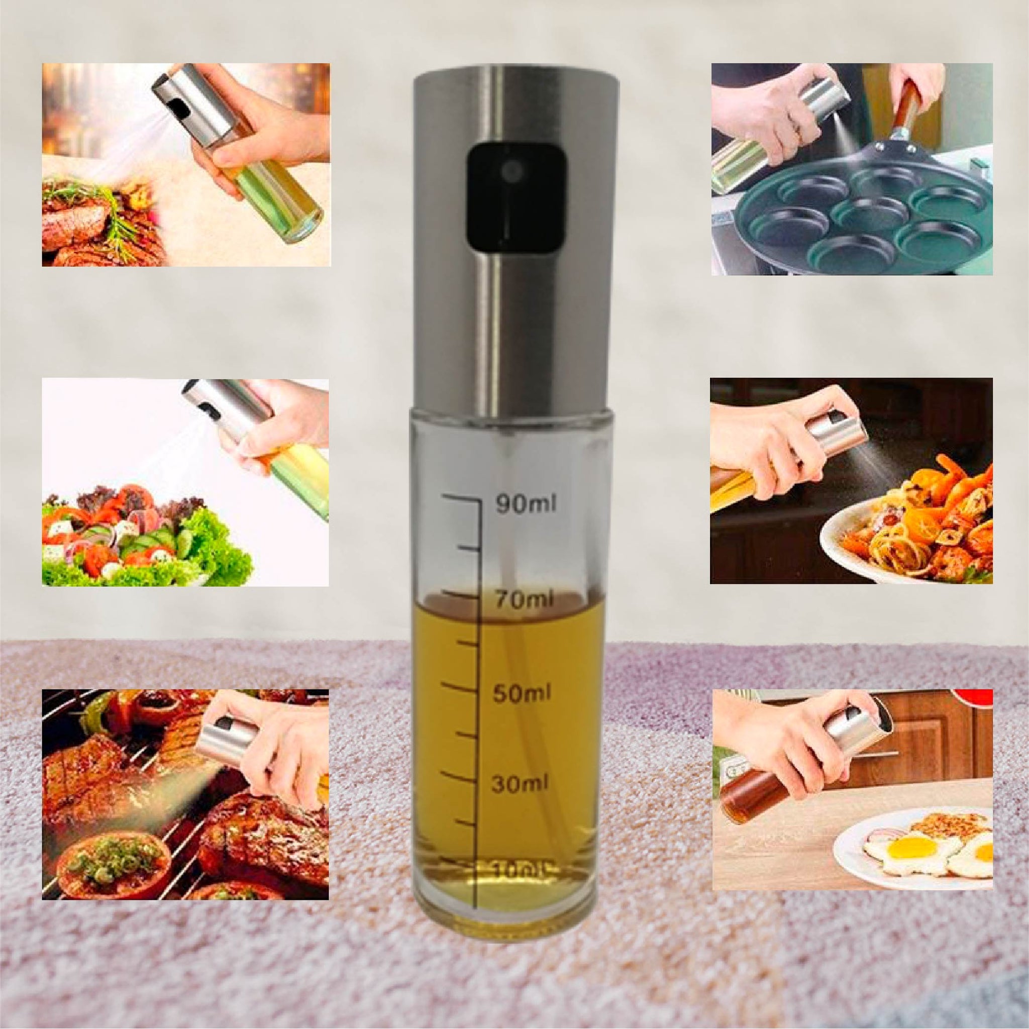 Spray Dosificador Aceite O Vinagre 100Ml Hecho De Vidrio Y Acero Inoxidable Dosificador  Aceite Spray Aceite De Oliva Cocina Dispensador Vinagre Rociador Aceitera  Cristal Para Barbacoa Hornear Asar Cocinar Ensalada