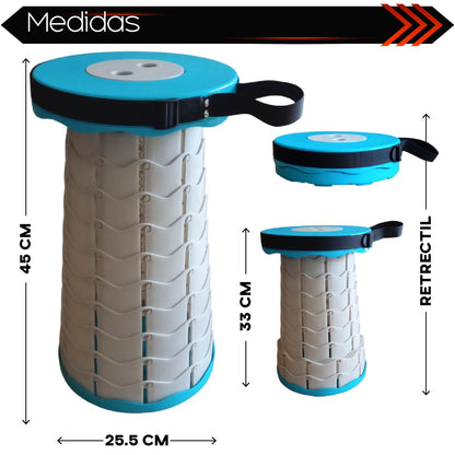 Taburete Banco Plegable portatil retratil (Blanco)