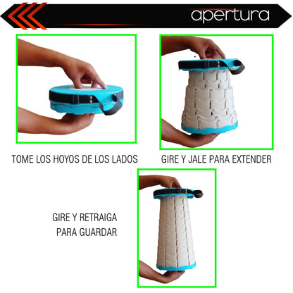 Taburete Banco Plegable portatil retratil (Blanco)