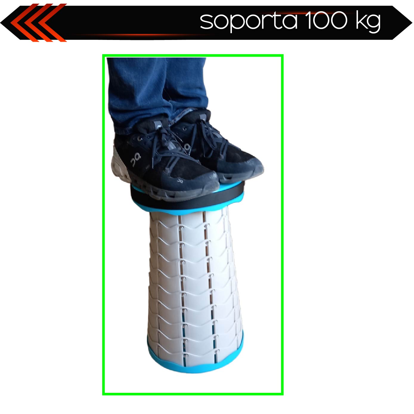 Taburete Banco Plegable portatil retratil (Blanco)