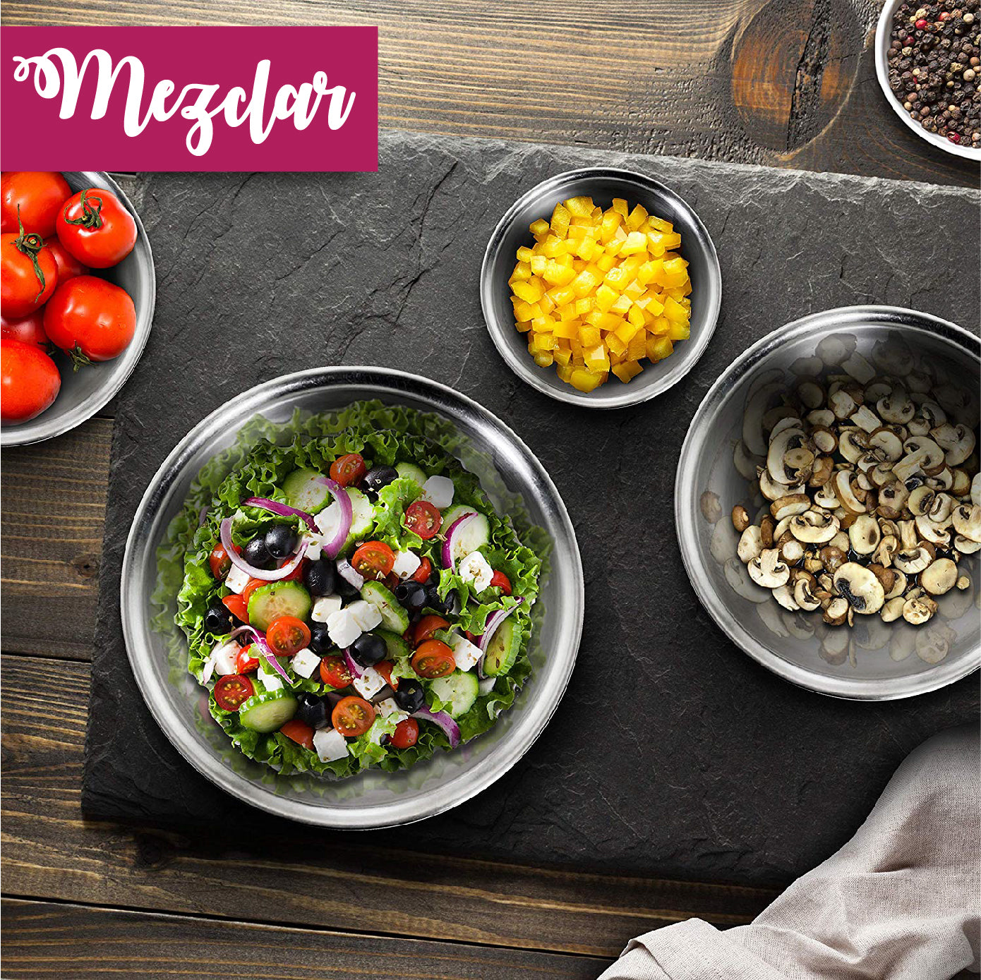 Juego de 6 piezas de bowls de acero inoxidable