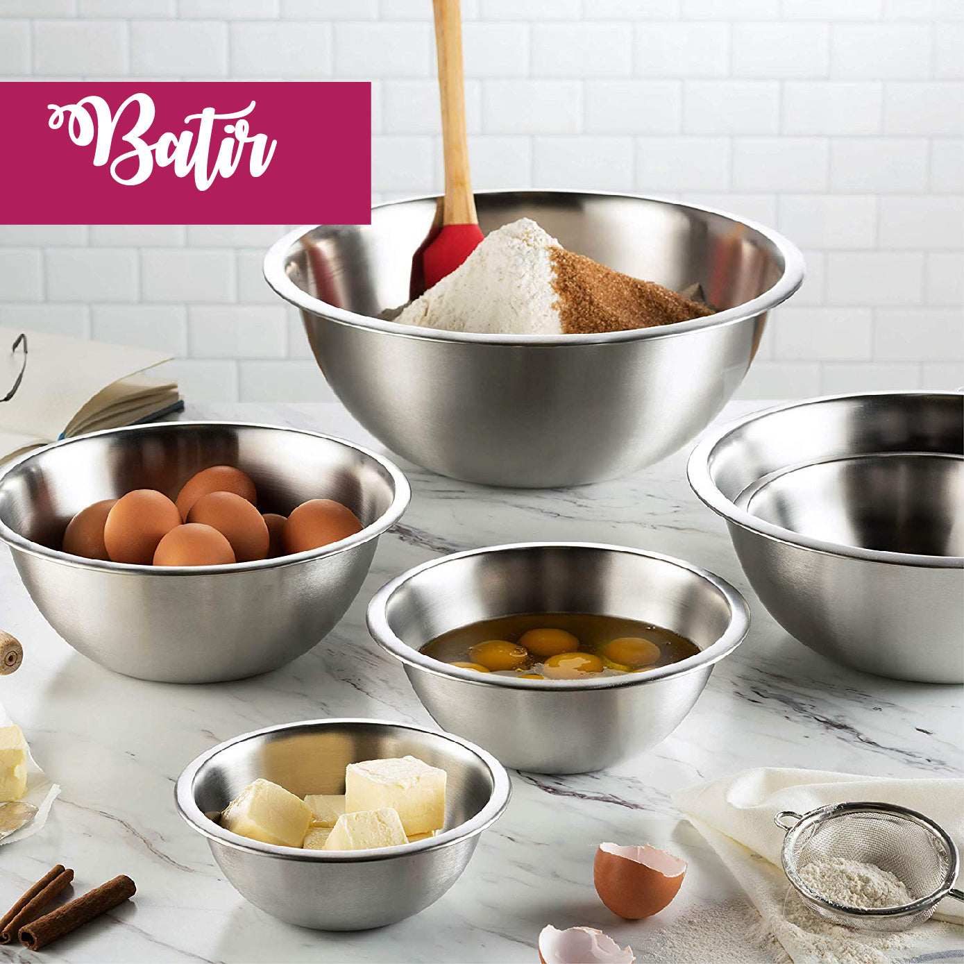 Juego de 6 piezas de bowls de acero inoxidable