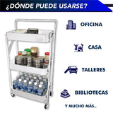 Carrito Multifuncional Organizador Desplegable 3 Niveles