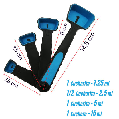 RD ROYAL COOK Tazas y cucharas medidoras de silicona plegable libres de BPA Juego de 8 herramientas de medición de cocina para medición de líquidos y secos
