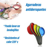 RD ROYAL COOK Tazas y cucharas medidoras de silicona plegable libres de BPA Juego de 8 herramientas de medición de cocina para medición de líquidos y secos