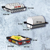 RD Royal Cook Escurridor de Platos de 85 cm de Largo sobre Fregadero, escurridor de Platos Acero Inoxidable Escurridor de trastes Ahorra Espacio 10 Accesorios (Negro)