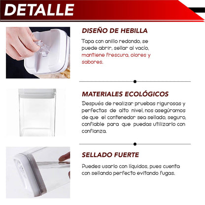 Set de 7 Recipientes con Tapas Herméticas para Almacenar Alimentos